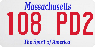 MA license plate 108PD2