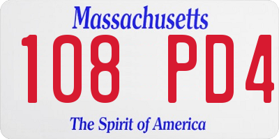 MA license plate 108PD4