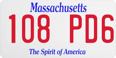 MA license plate 108PD6