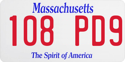 MA license plate 108PD9