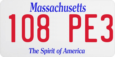 MA license plate 108PE3