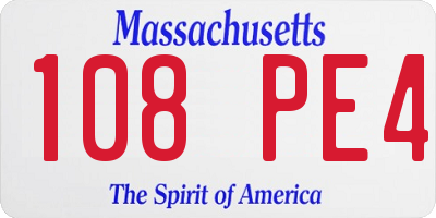 MA license plate 108PE4