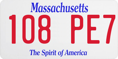 MA license plate 108PE7