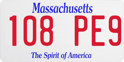 MA license plate 108PE9