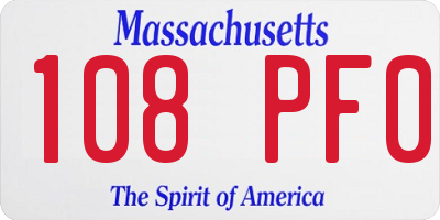 MA license plate 108PF0