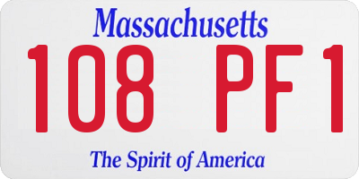 MA license plate 108PF1