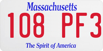 MA license plate 108PF3
