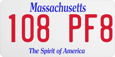 MA license plate 108PF8