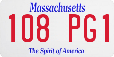 MA license plate 108PG1