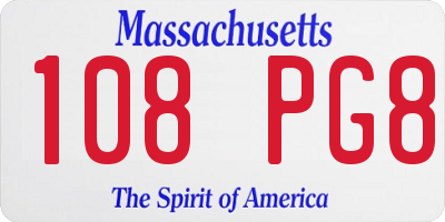 MA license plate 108PG8