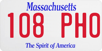MA license plate 108PH0