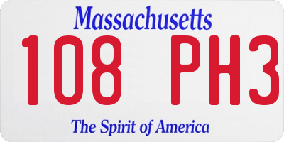 MA license plate 108PH3