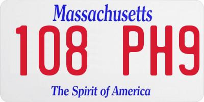 MA license plate 108PH9