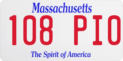 MA license plate 108PI0