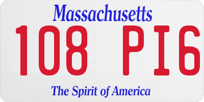 MA license plate 108PI6