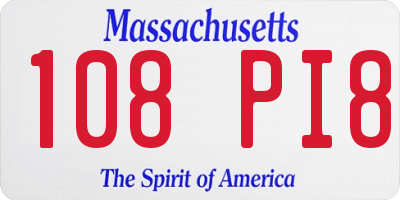 MA license plate 108PI8