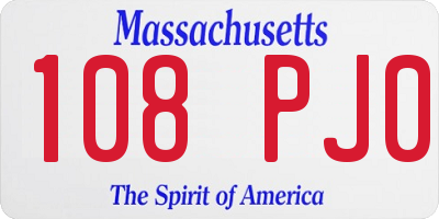 MA license plate 108PJ0
