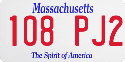 MA license plate 108PJ2