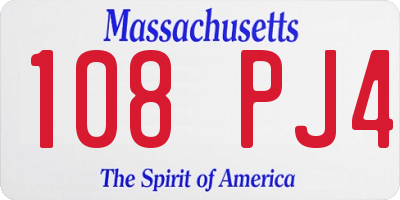 MA license plate 108PJ4