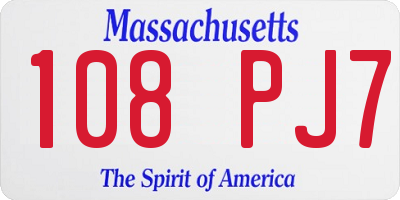 MA license plate 108PJ7