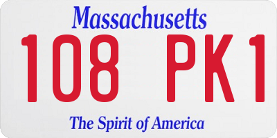 MA license plate 108PK1