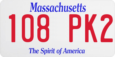 MA license plate 108PK2