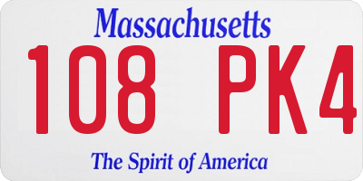 MA license plate 108PK4