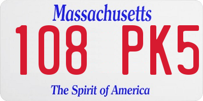 MA license plate 108PK5