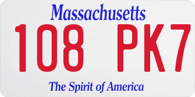 MA license plate 108PK7