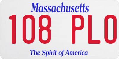 MA license plate 108PL0