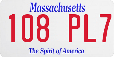 MA license plate 108PL7
