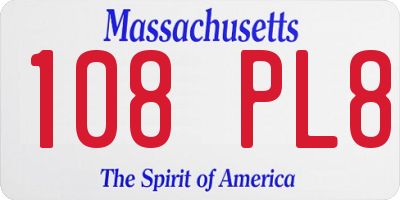 MA license plate 108PL8