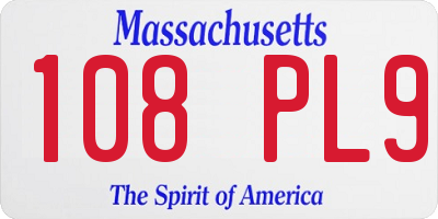 MA license plate 108PL9