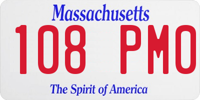 MA license plate 108PM0