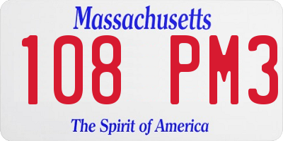 MA license plate 108PM3