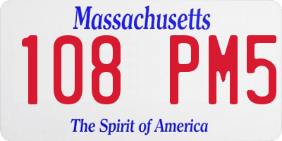 MA license plate 108PM5