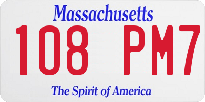 MA license plate 108PM7