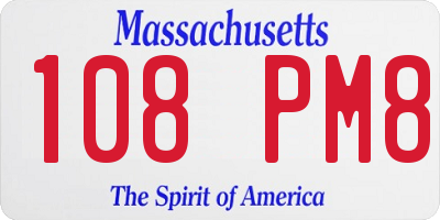 MA license plate 108PM8