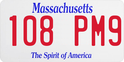 MA license plate 108PM9