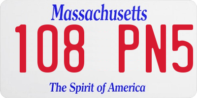 MA license plate 108PN5