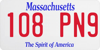 MA license plate 108PN9