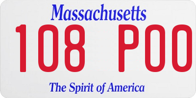 MA license plate 108PO0