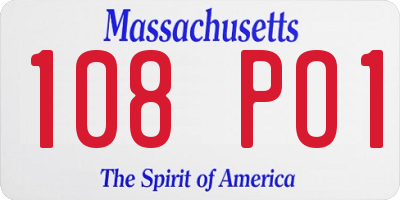 MA license plate 108PO1