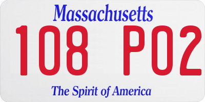 MA license plate 108PO2