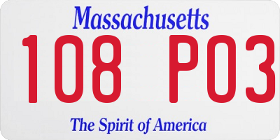 MA license plate 108PO3