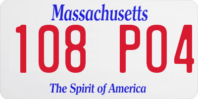 MA license plate 108PO4