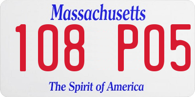 MA license plate 108PO5