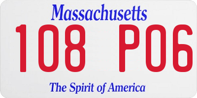MA license plate 108PO6