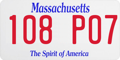 MA license plate 108PO7