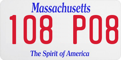 MA license plate 108PO8